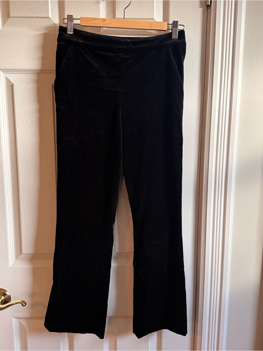 FRAME Noir Black Velvet Slit Mini Bootcut Tailored Pants Stretch